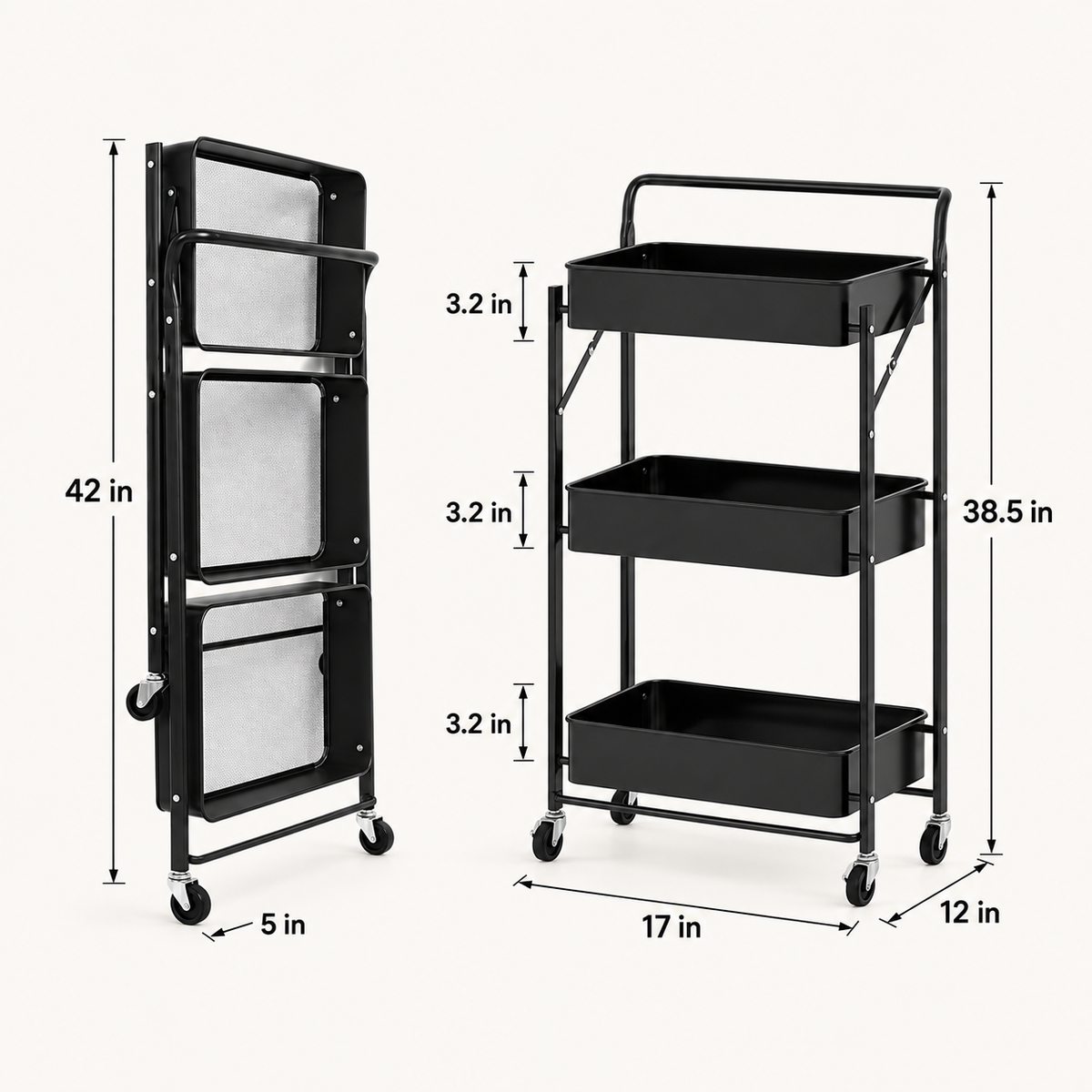 Foldable Metal Trolley By Matrix dimensions