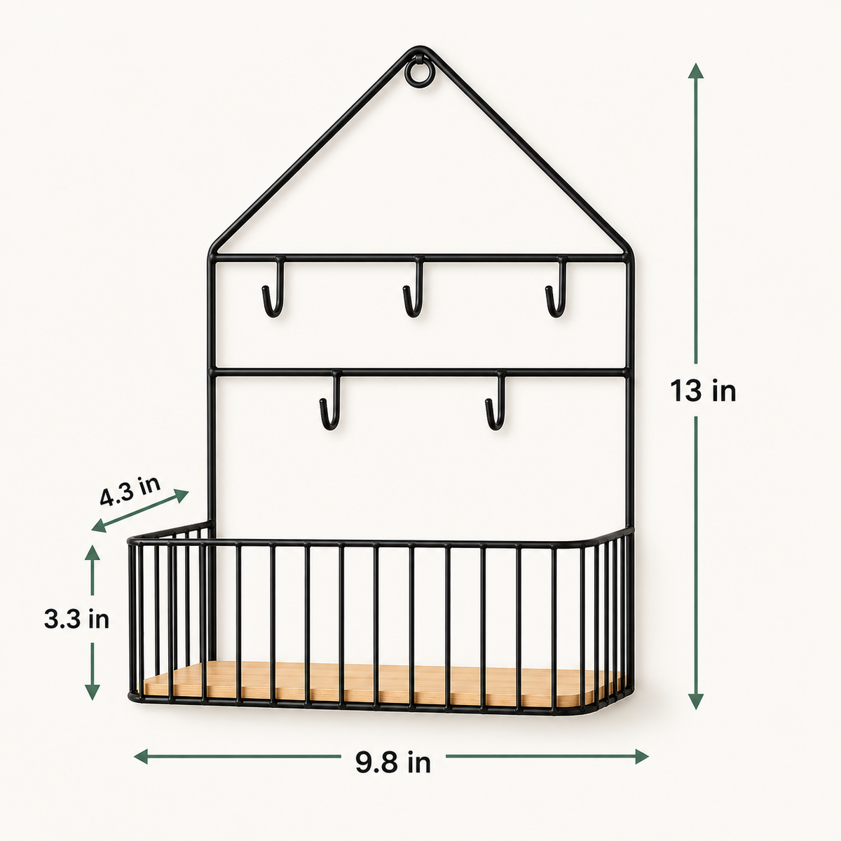 Creative Wall Mounted Shelf - Hooks dimensions