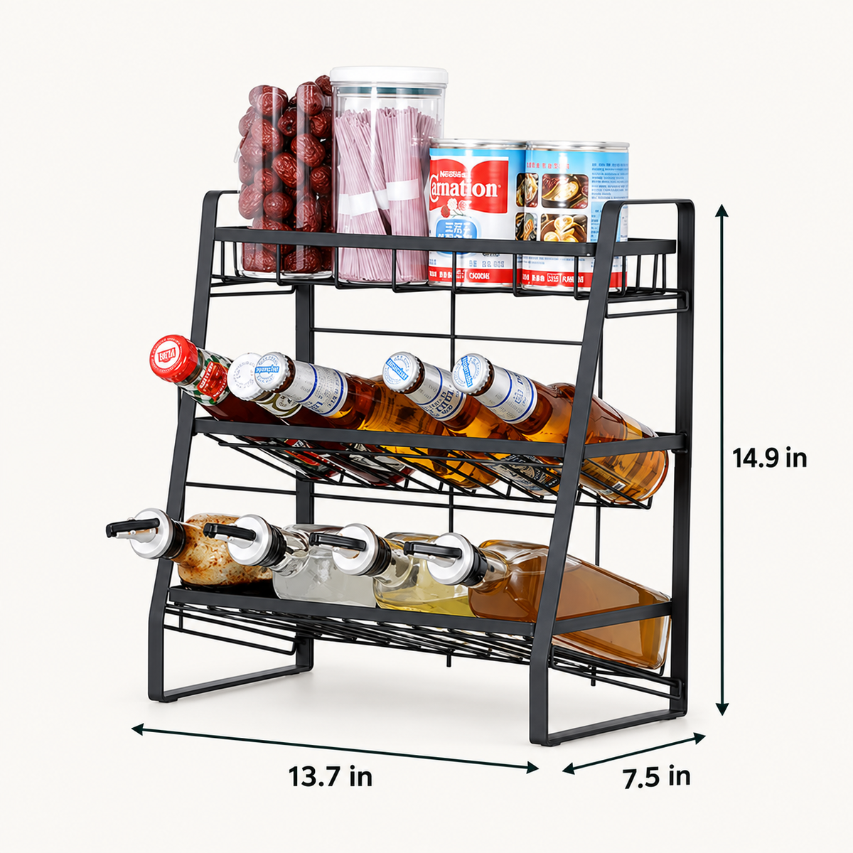 3-Tier Kitchen Storage Rack dimensions
