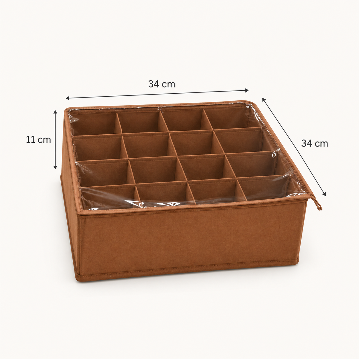 FlexFold 16-Grid Drawer & Wardrobe Organizer with Lid by Matrix dimensions