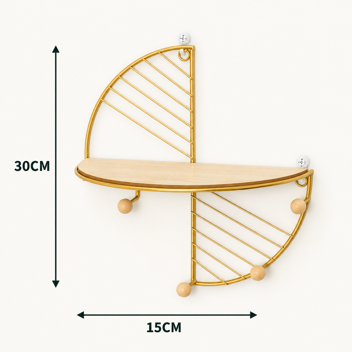 The Evergreen Golden Arc Metal Wall Shelf by Matrix dimensions