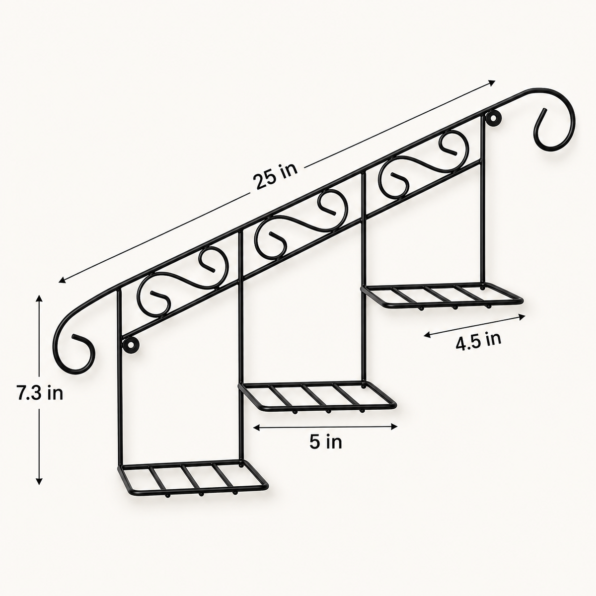 Staircase Floral Display Wall Basket dimensions