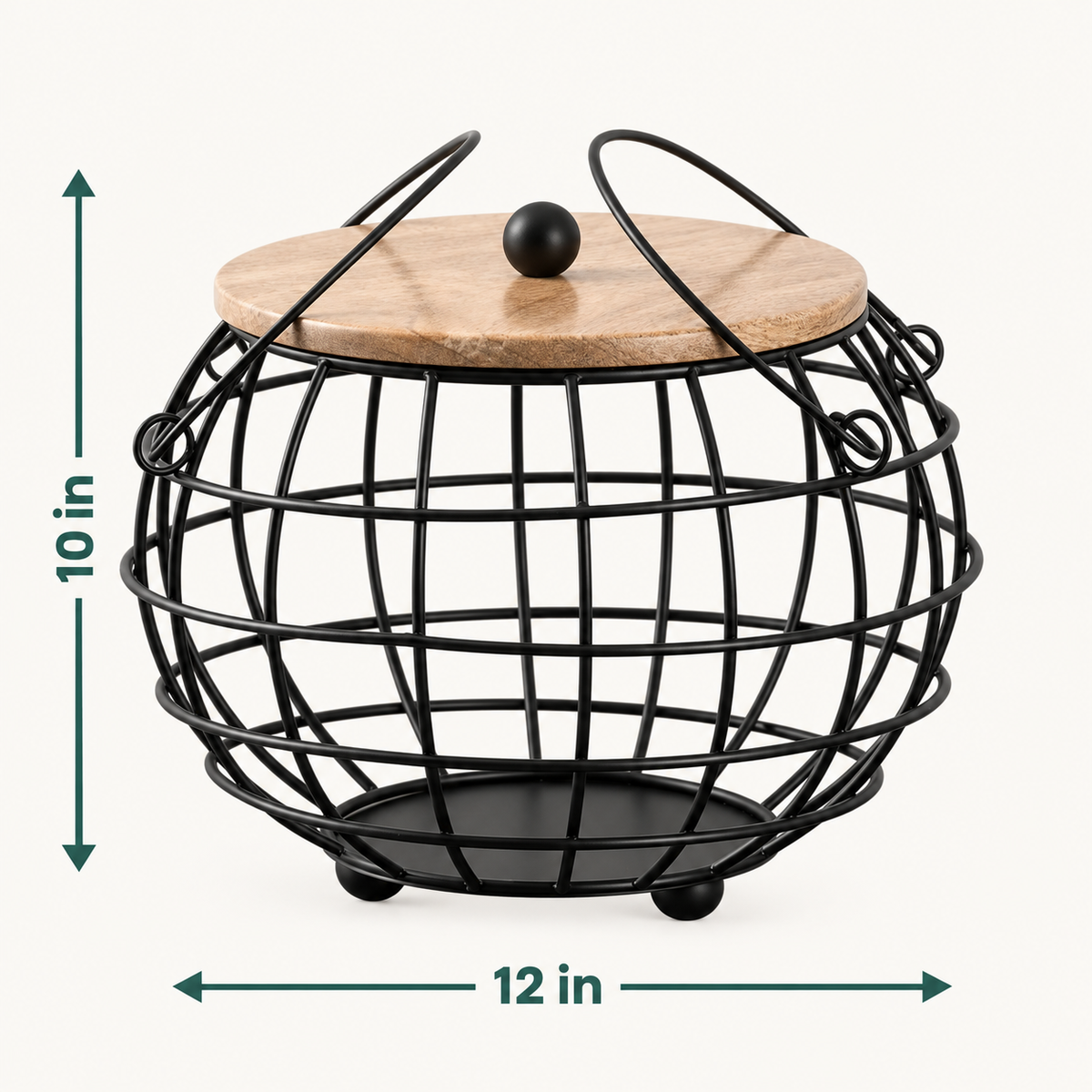 Multipurpose Basket with Wooden Lid & Handles by Matrix dimensions