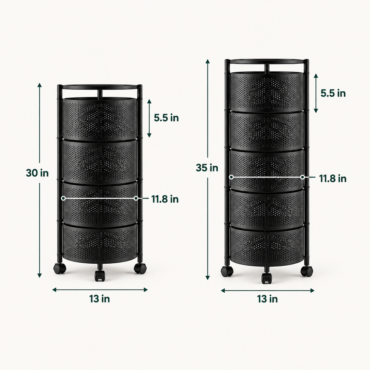 Premium Round Metal Trolley By MATRIX dimensions