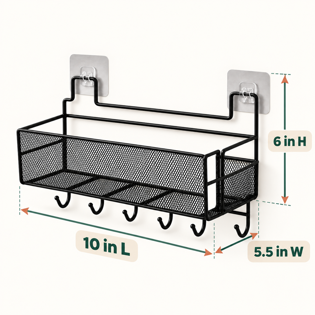 Wall shelf with hooks / Meshed wall shelf dimensions