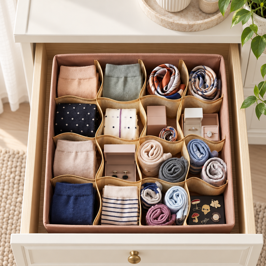FlexFold 16-Grid Drawer & Wardrobe Organizer by Matrix