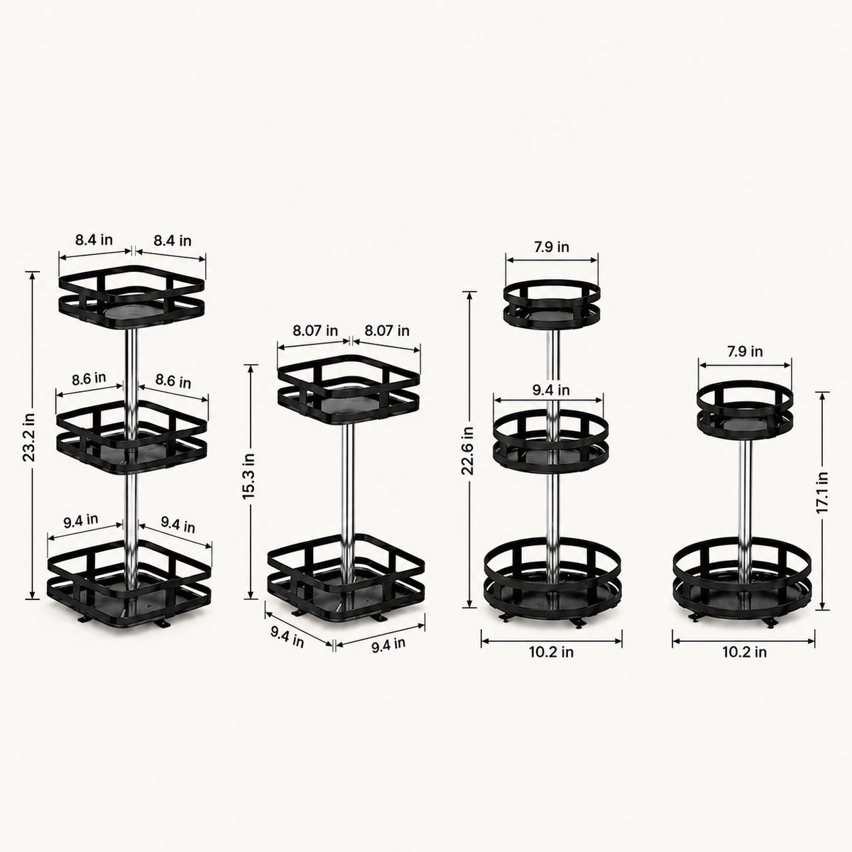 360° Rotatable Metal Storage Organizer by MATRIX dimensions