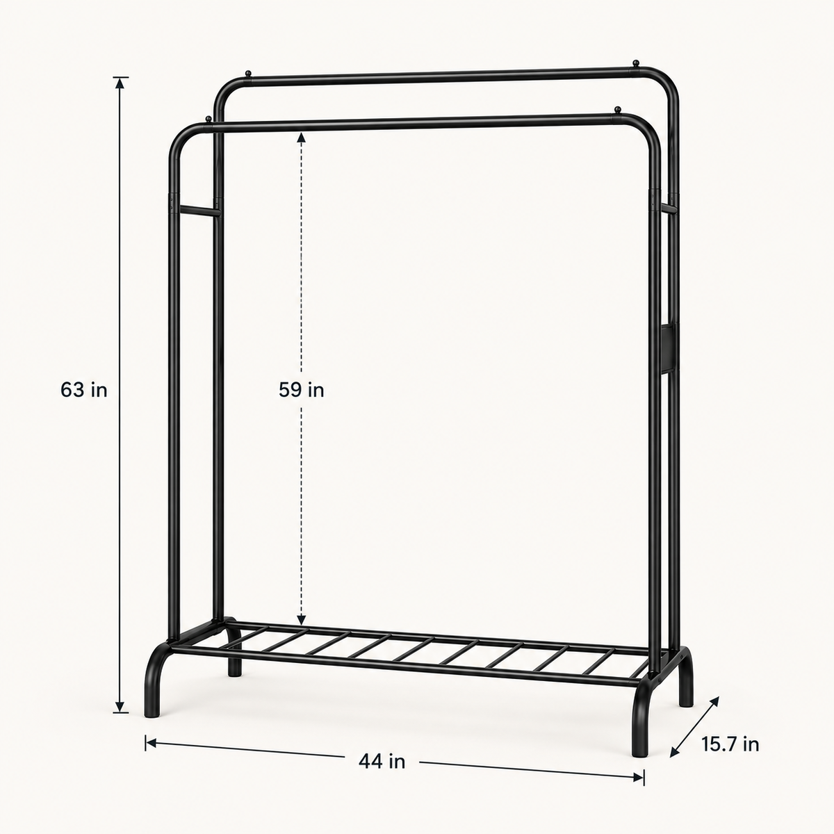 Double Pole Metal Cloth Stand By Matrix (B) dimensions