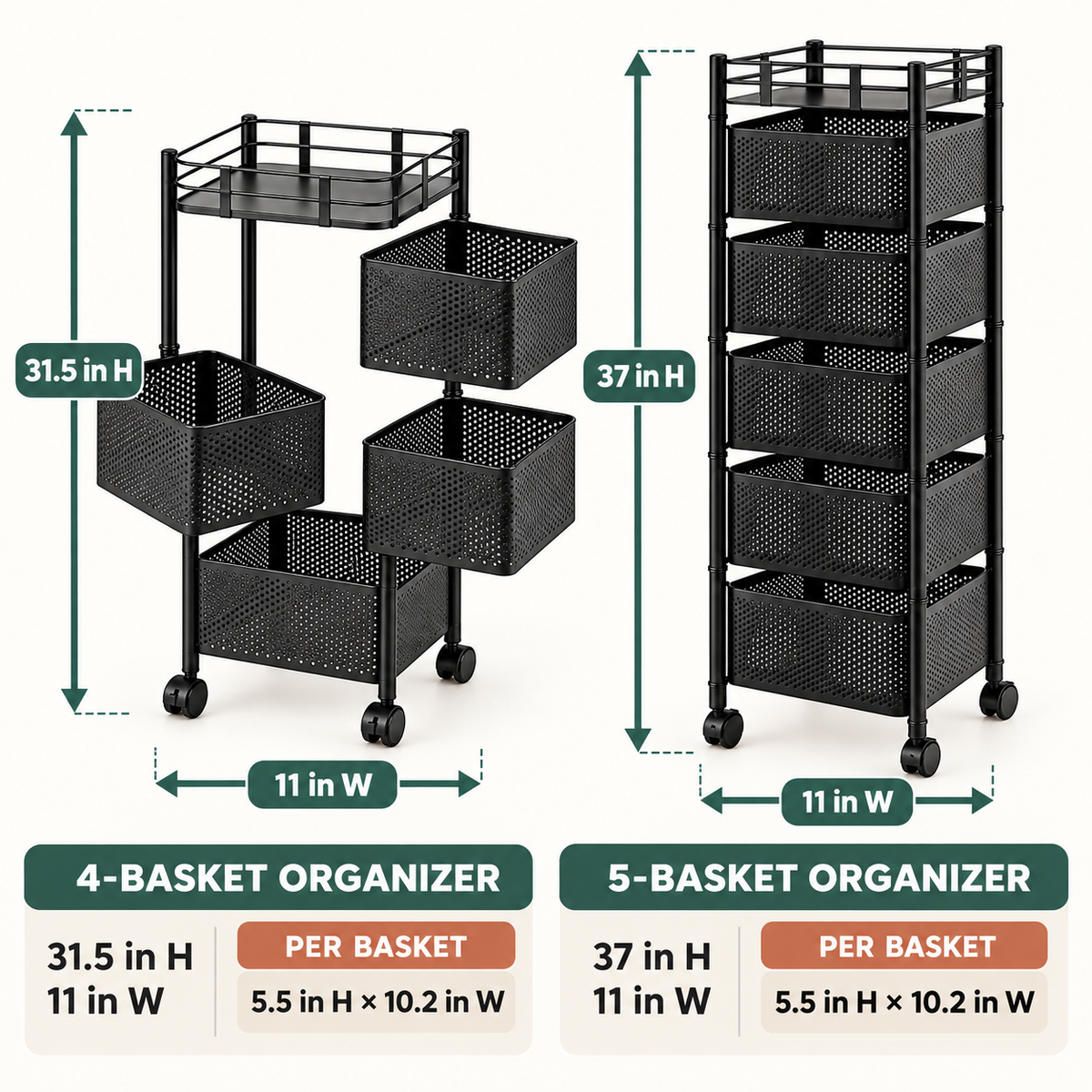 Premium Square Metal Trolley By MATRIX dimensions