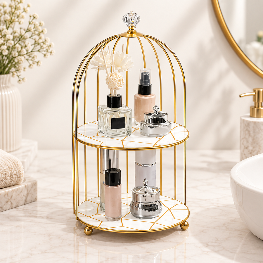 2-Tier Golden Vanity Cage by Matrix