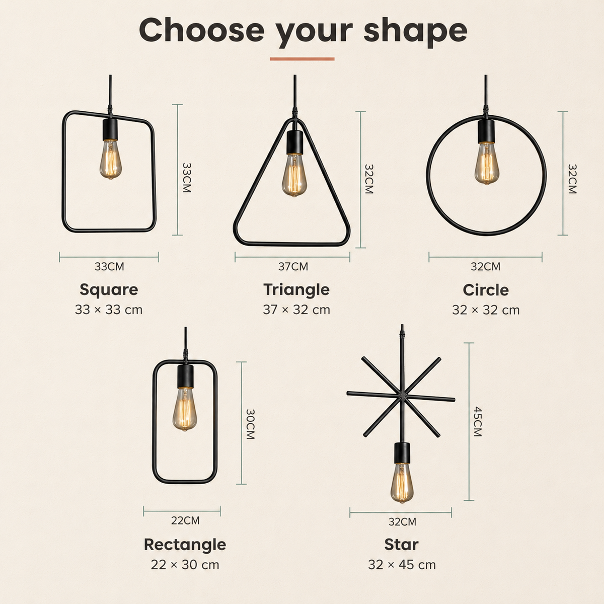 Geometric Lamps dimensions