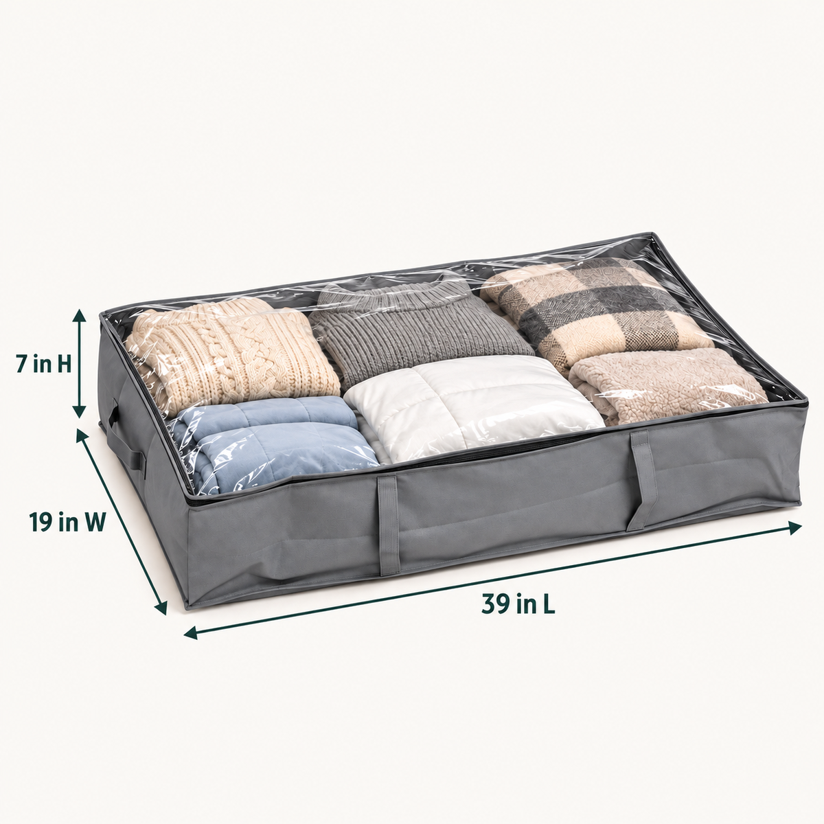 Under-Bed Storage Case with Clear Lid & Handles by Matrix dimensions