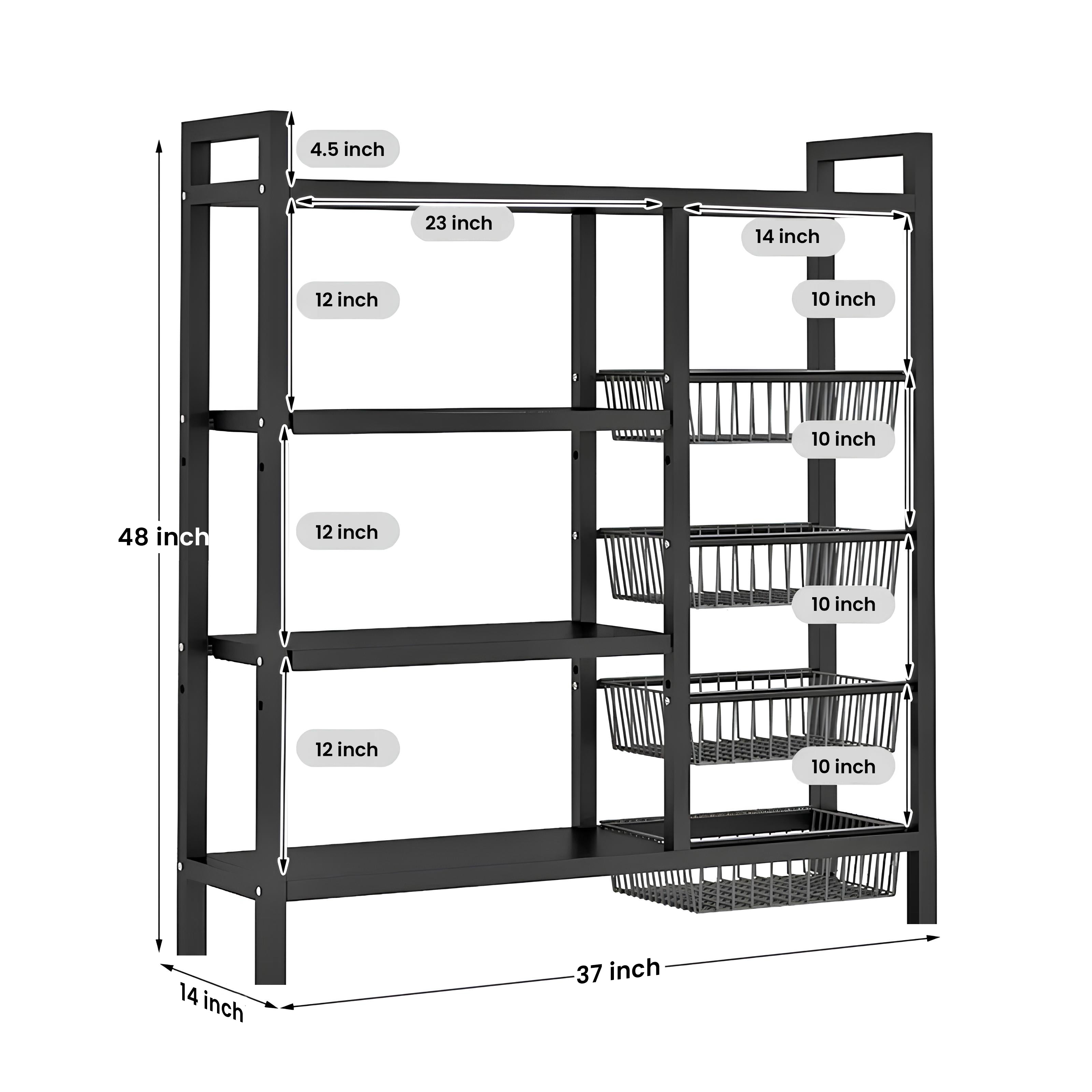 Pk Rack Multifunctional Metal Storage Rack - Heavy Duty 4-Tier Organizer ...
