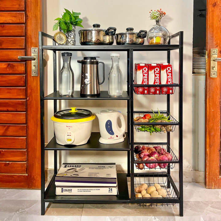 Multifunctional Super Rack Multifunctional Metal Storage Rack - Heavy Duty 4-Tier Organizer ...