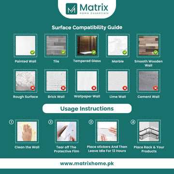 Adhesive installation instructions for bathroom storage shelf