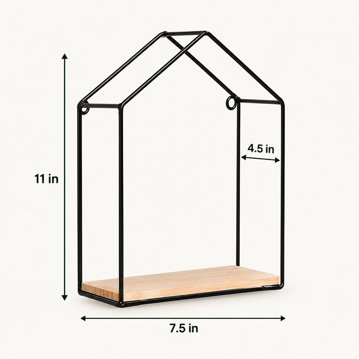 Hut Style Wall Shelf - Single Wooden Layer Style dimensions