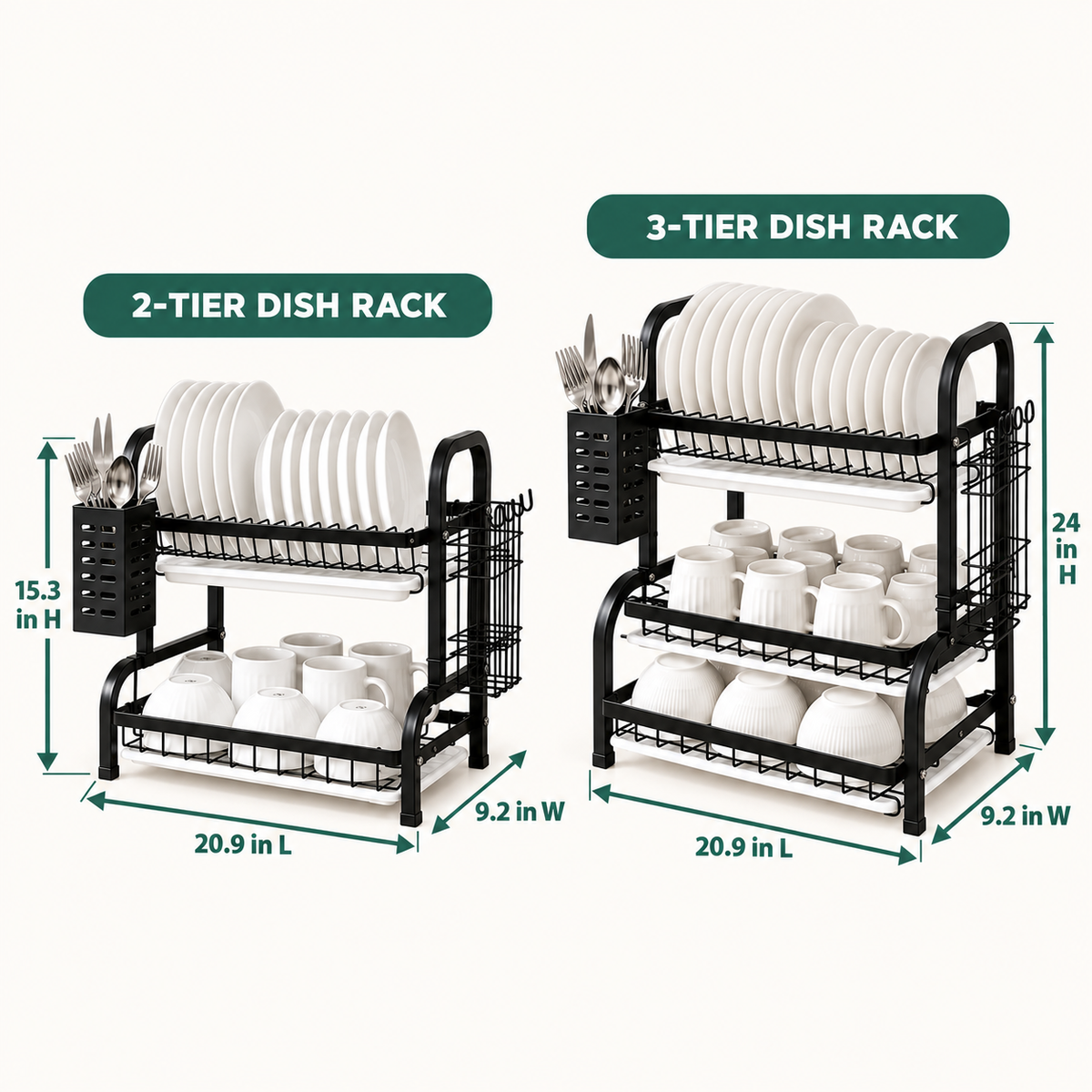 Multi Tiered Dish Organizer dimensions