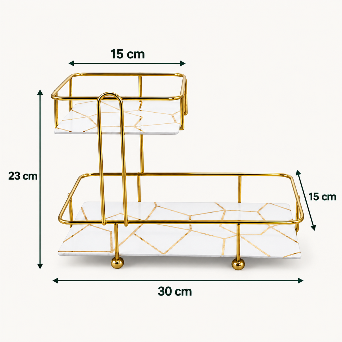 SquaRectangle 2-Tier Golden Vanity Stand by Matrix dimensions