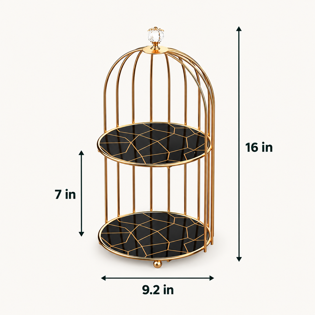 2-Tier Golden Vanity Cage by Matrix dimensions