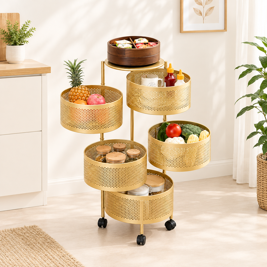 The Golden Edition Premium Round Metal Trolley by Matrix