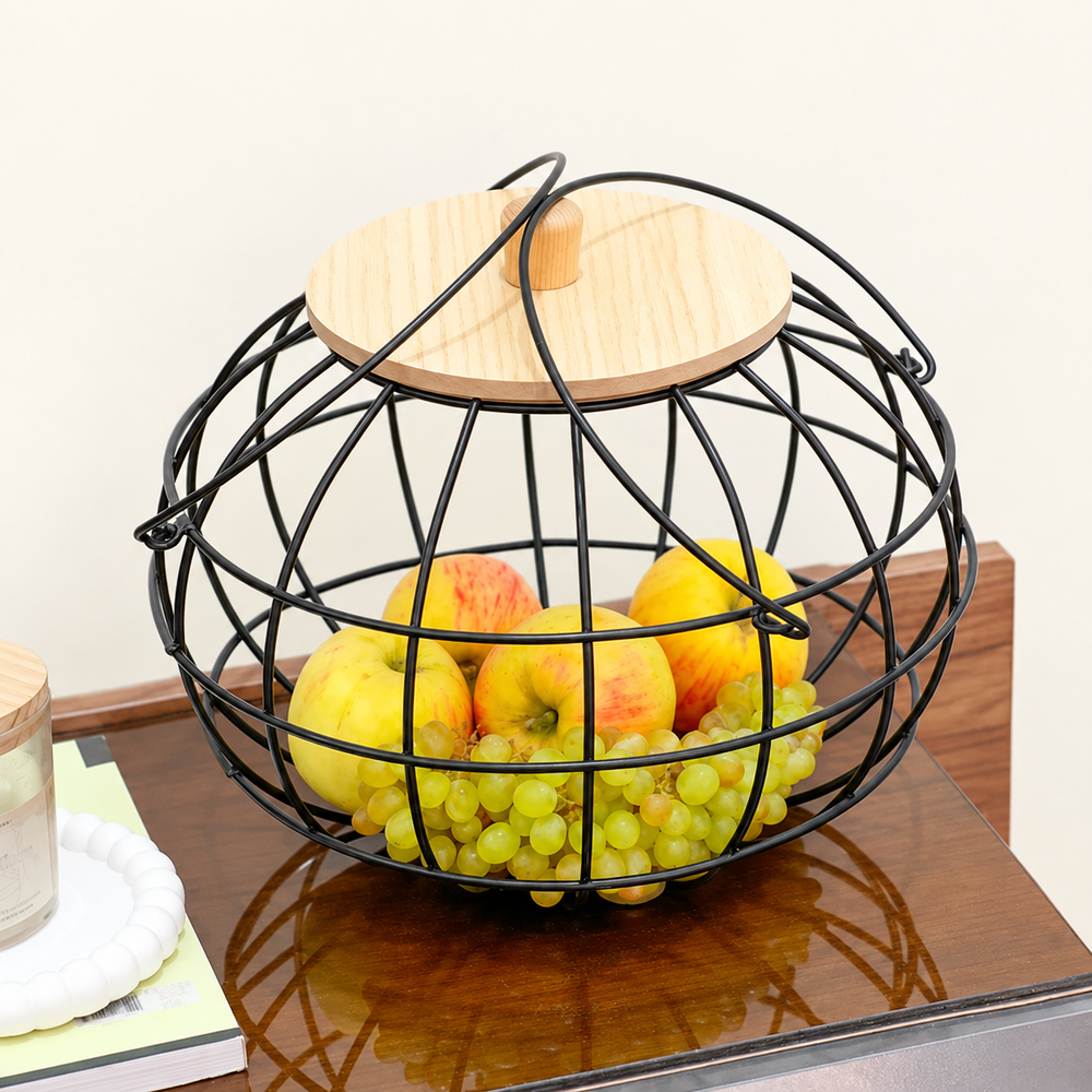 Multipurpose Basket with Wooden Lid & Handles by Matrix