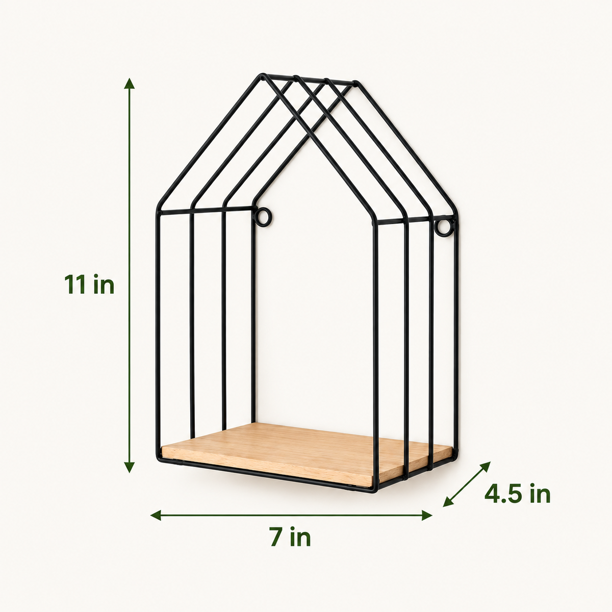 Hut Style Wall Shelf - Three Grills Style dimensions