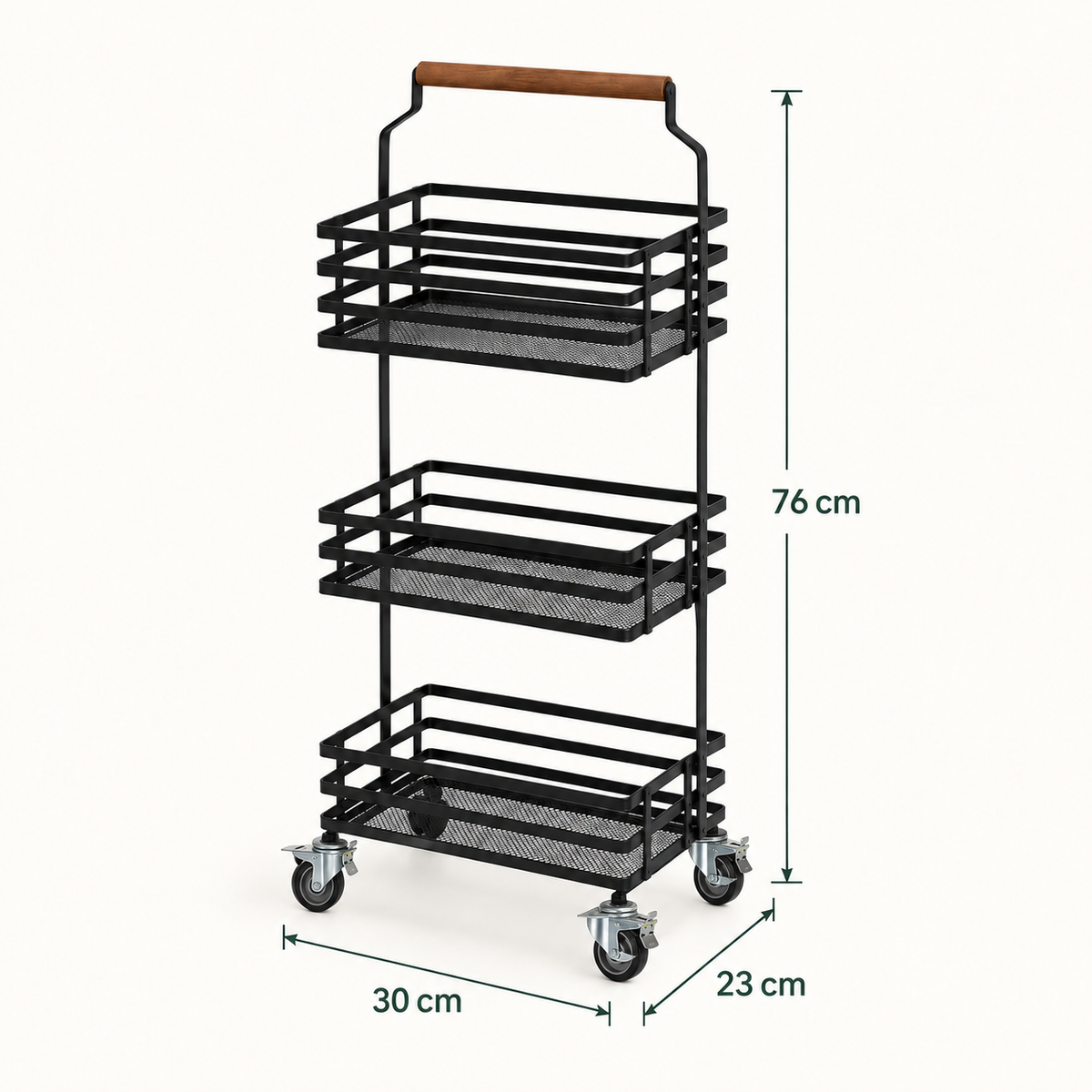 TrioStack Metal Rolling Cart by Matrix dimensions