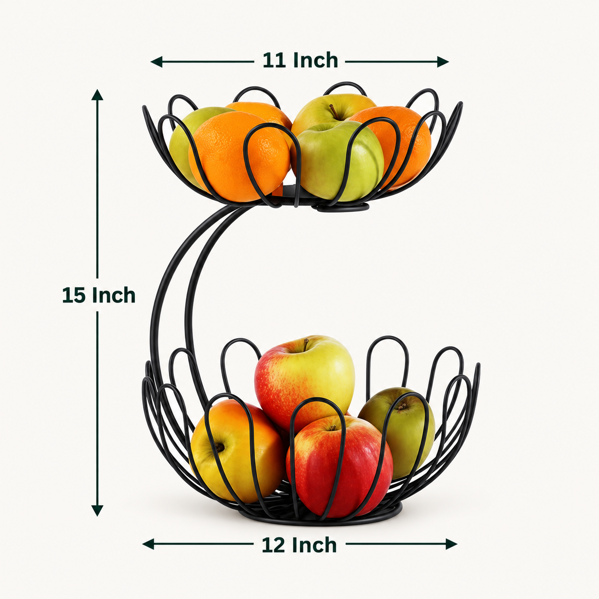 2-Tier Crescent Fruit Basket by Matrix dimensions