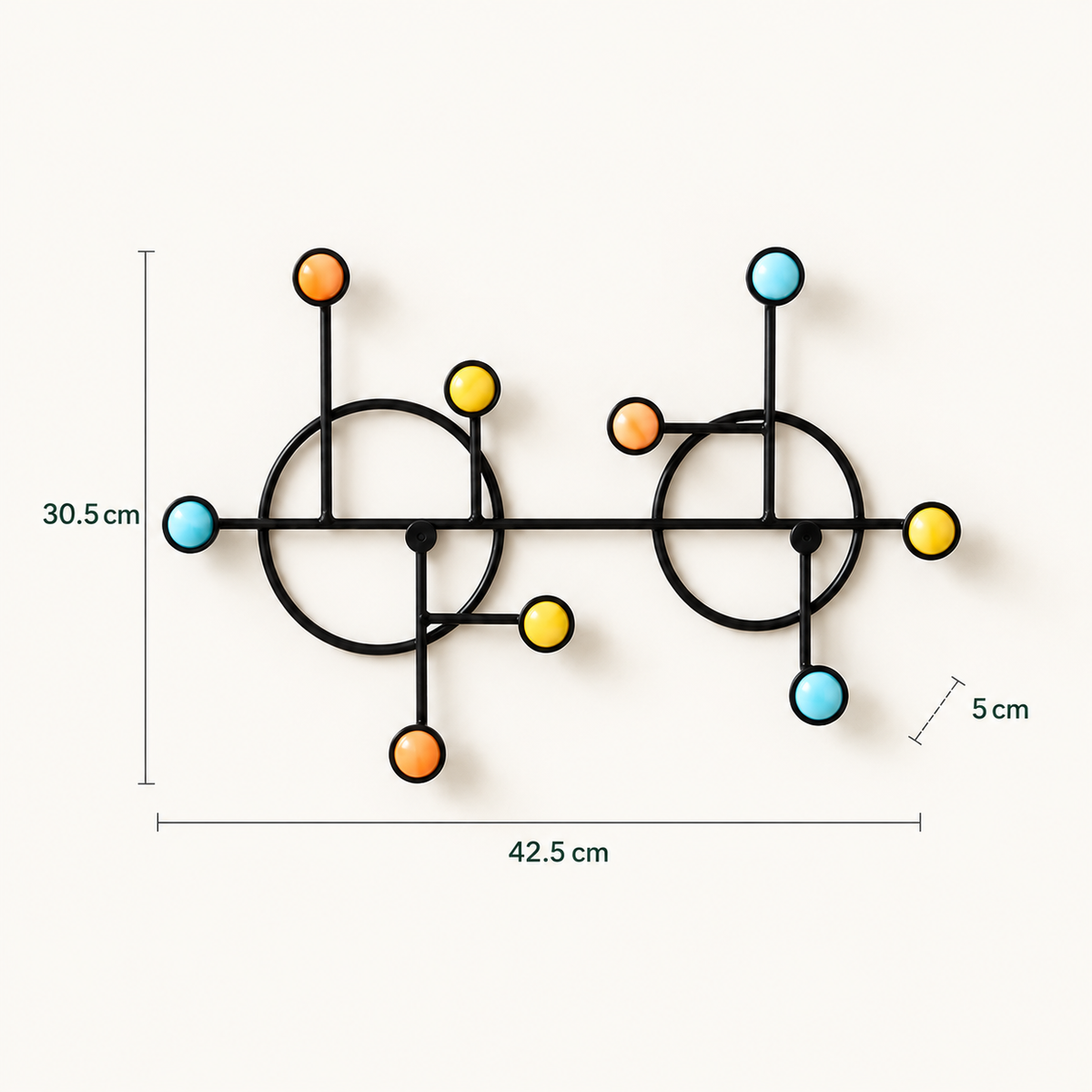 Nordic Style Wall Shelf With Hooks - Circle dimensions